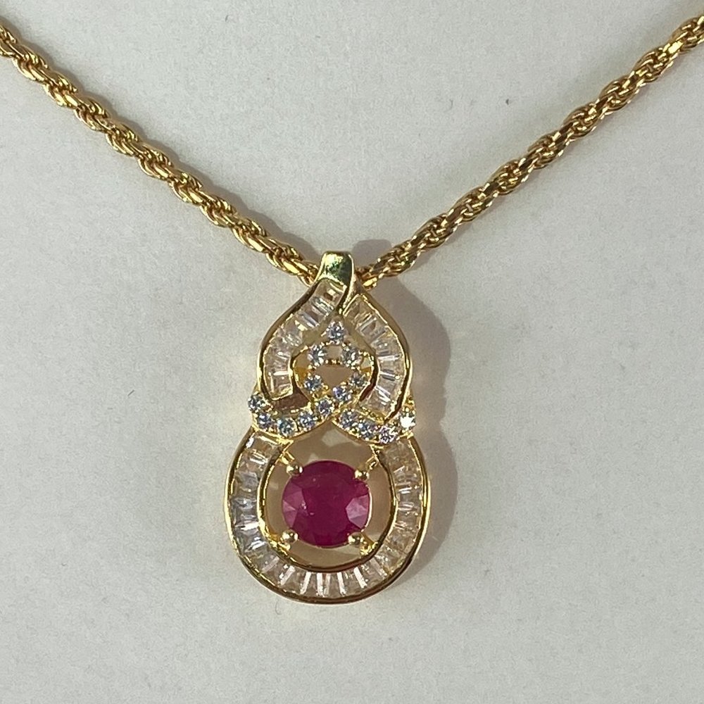 Red Ruby Necklace 2.55ctw Ruby & White Sapphire Pendant Necklace